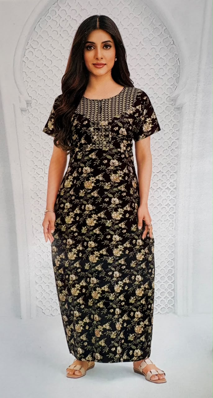 Black Nighty with golden floral pattern