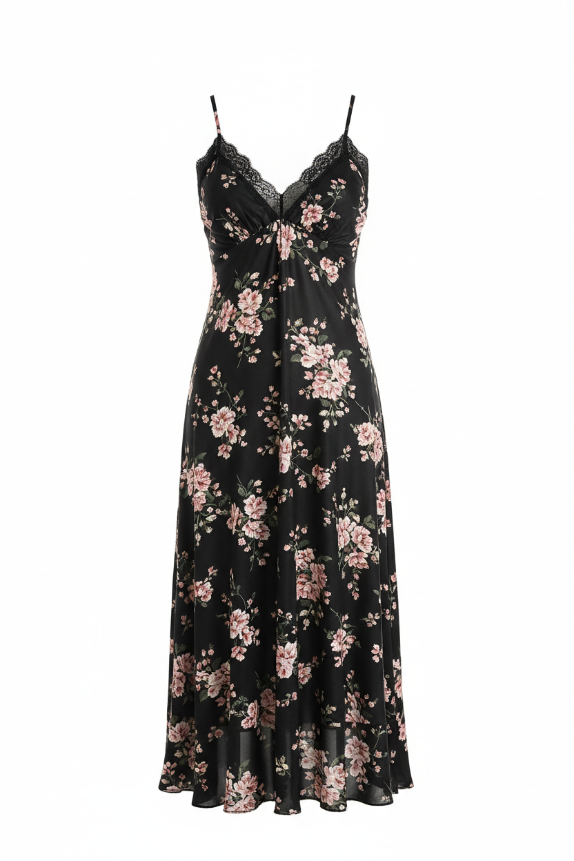 Black Floral Nighty