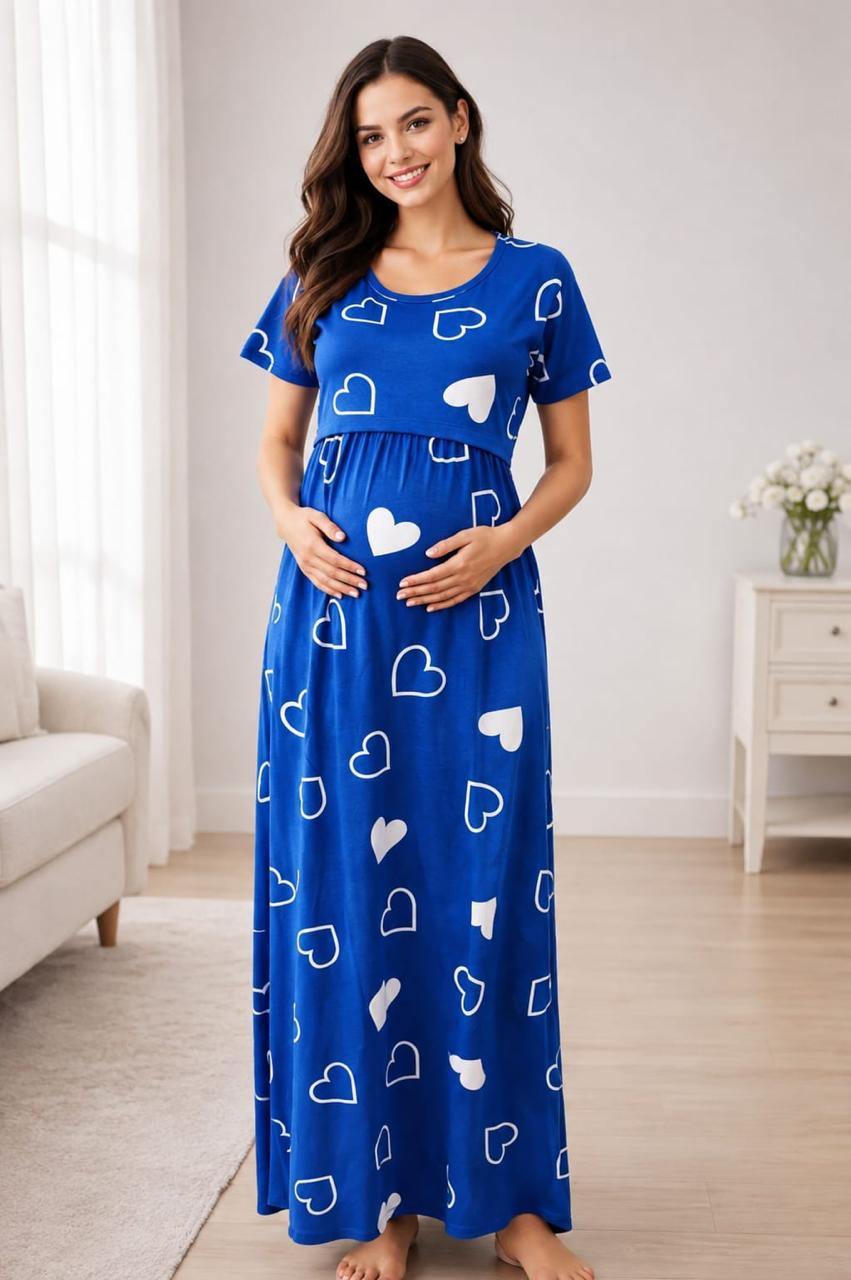 Women’s Royal Blue Printed Long Dress