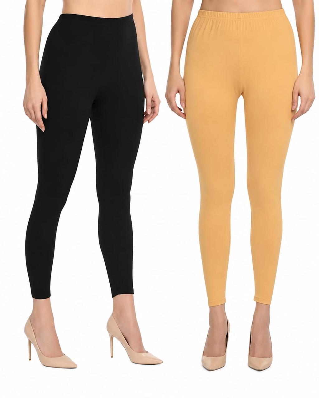 Women’s Black and Beige Stretch Leggings