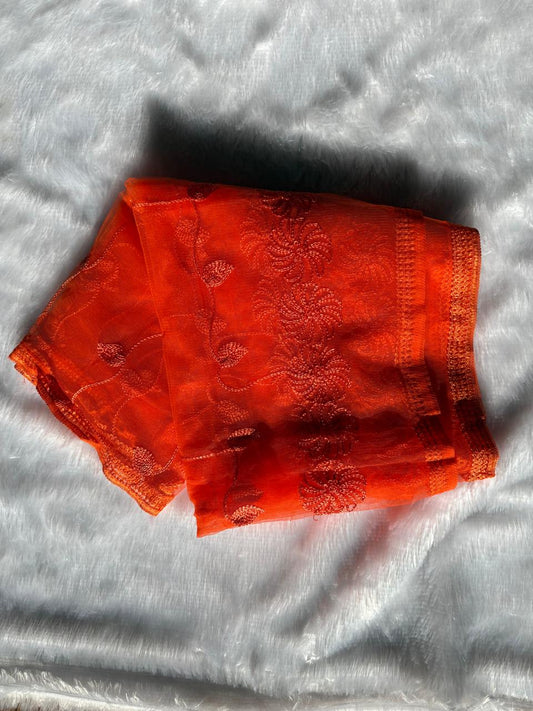 Orange Printed Fabric Dupatta