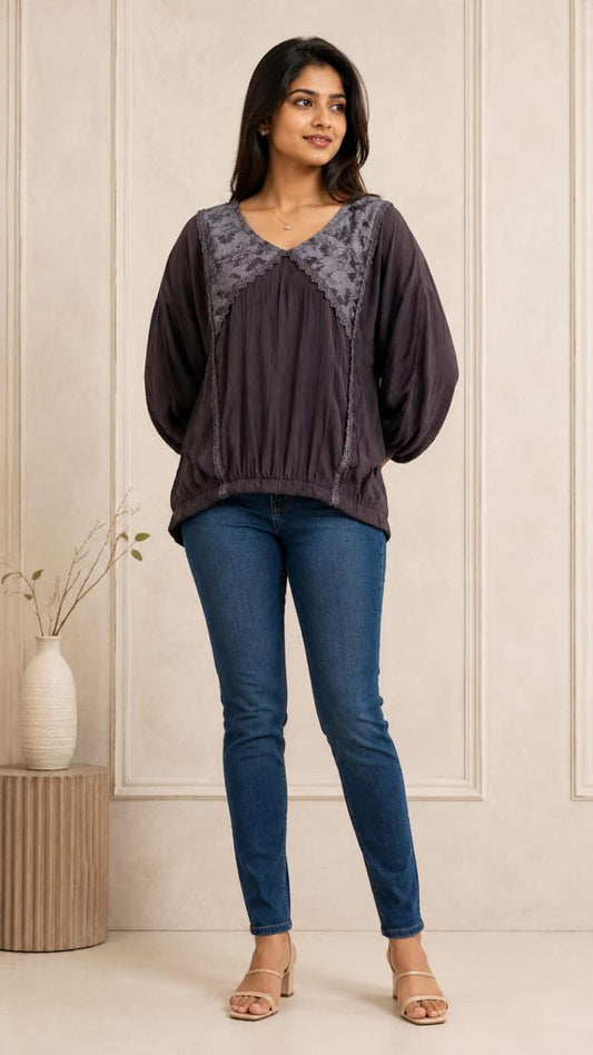 Women’s Black Relaxed-Fit Top