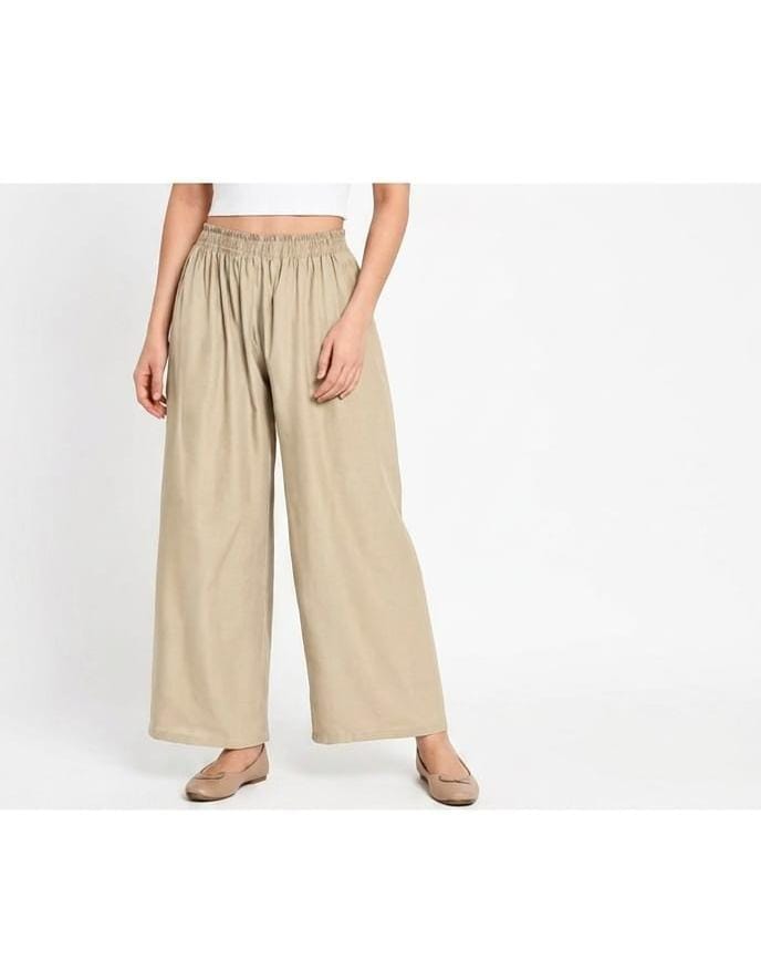 Women’s Beige Wide-Leg Palazzo Pants